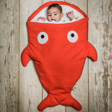 【西班牙製】鯊魚咬一口BabyBites純棉嬰幼兒多功能睡袋-喜氣紅